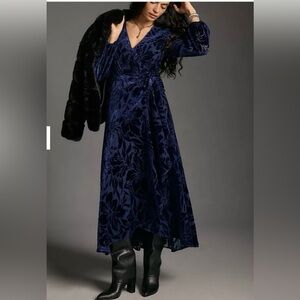 Hutch Long Sleeved Velvet Wrap Maxi Dress Size XS